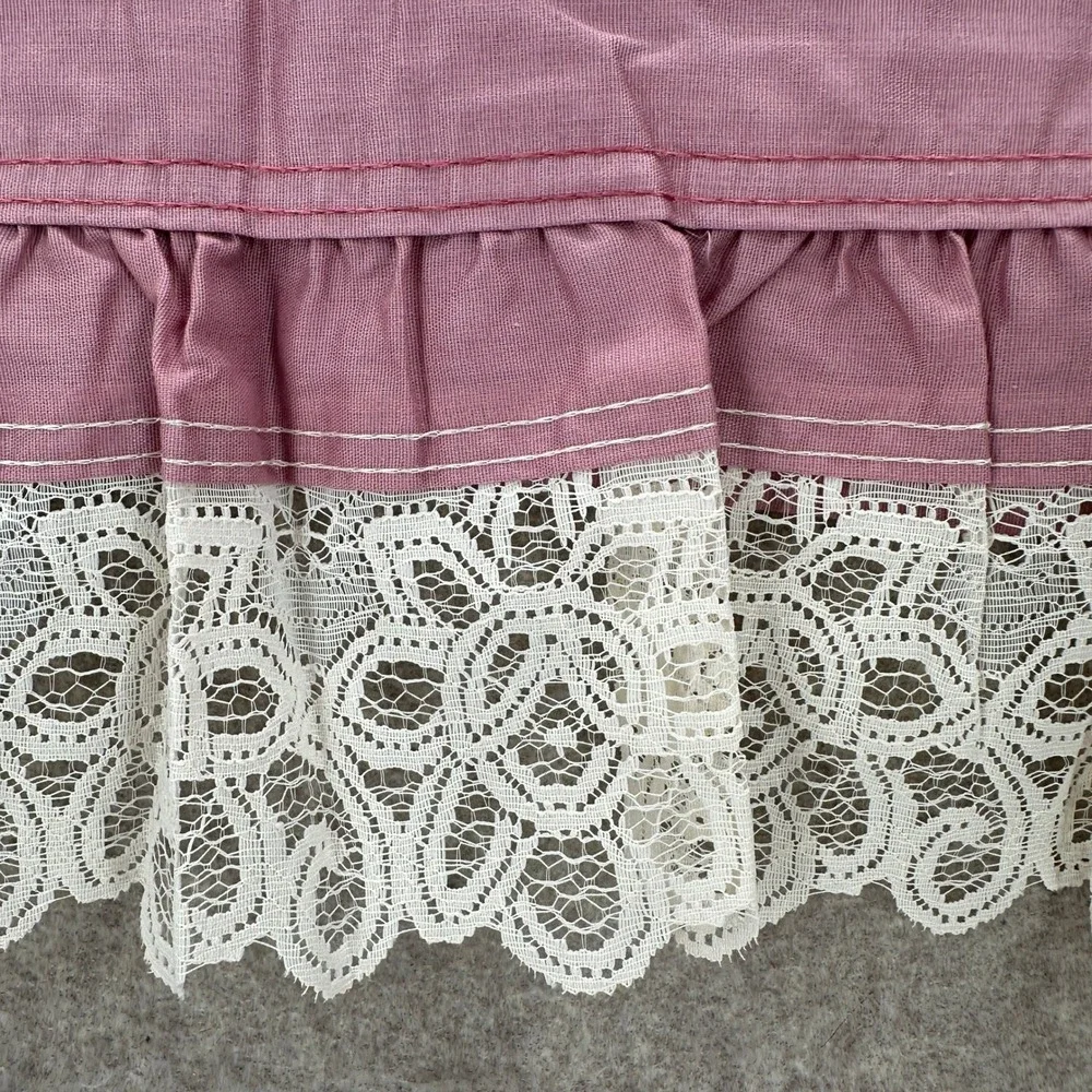 VTG Sears Mauve Pink Ruffled Lace Trim‎ Window Valance Panel Made in USA 17X79